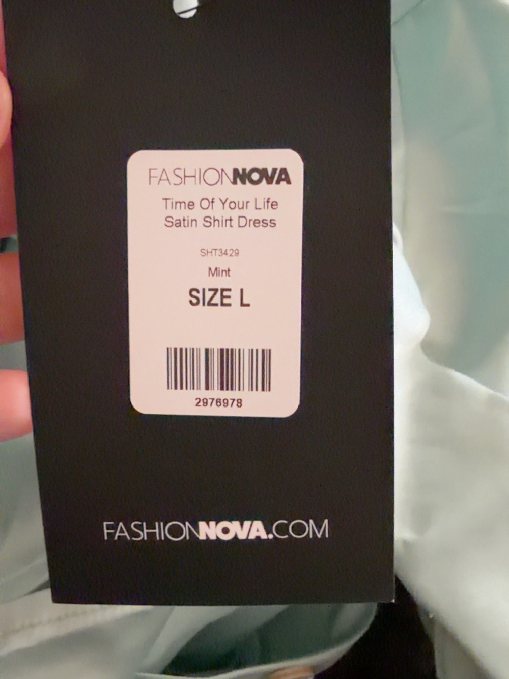 Fashion Nova Time Of Your Life Mint Satin Shirt Dress Size Large - Picture 2 of 2